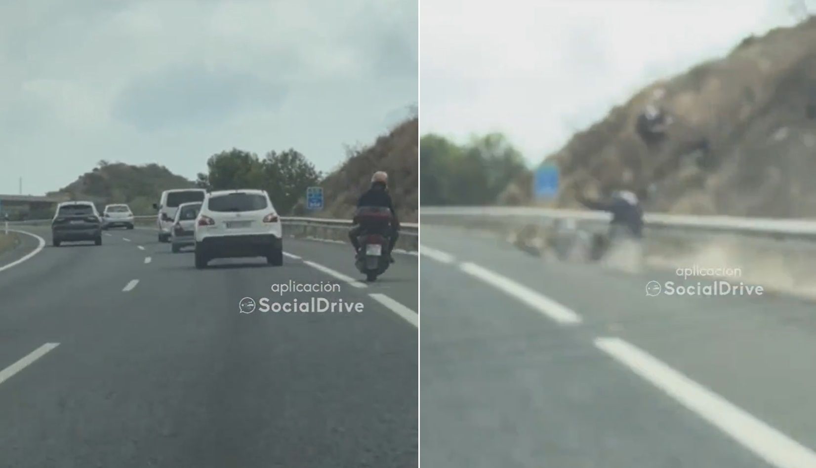 Dos motoristas saltan por los aires al estrellare contra un quitamiedos tras zigzaguear en una autovía