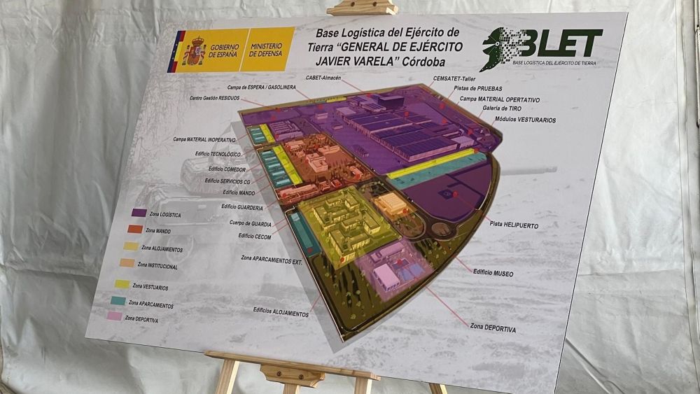 Plano de la Base Logística del Ejercito de Tierra en Córdoba ‘General de ejército Javier Varela’.