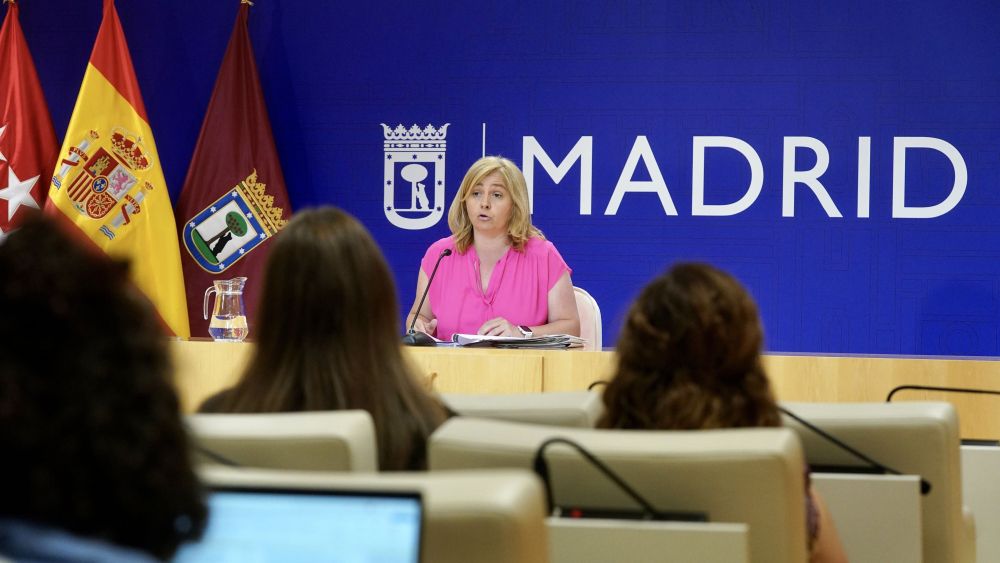 La vicealcaldesa y portavoz del Gobierno municipal, Inma Sanz, en la rueda de prensa del 27 de junio (Foto: Ayuntamiento de Madrid)