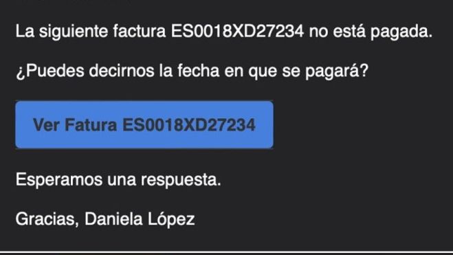 Correo electrónico de la campaña (Fuente ESET)