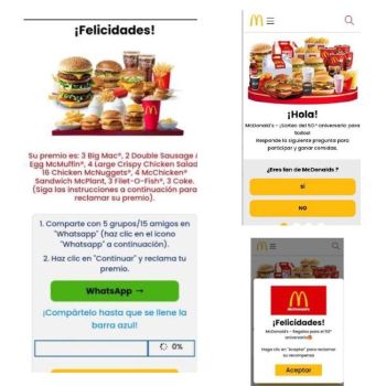 Imágenes de la ciberestafa que suplanta la identidad de McDonald's | Fuente: TNECOM Canarias